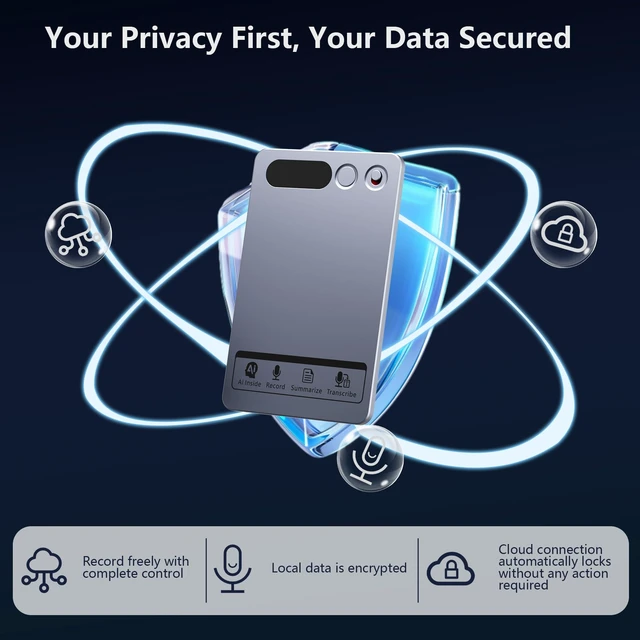 Alt view image 2 of 7 - AI Voice Recorder 64GB, Pocket AI Recorder with Transcribe & Summarize, AI Noise Cancellation, APP Control, 35 Hours Recording, Supports 152 Languages for Meetings, Calls, Lectures, Interviews(Grey)