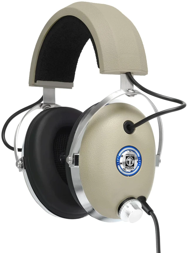 Main image of Pro4AA Retro Style Over-Ear Studio Headphones, Rhythm Beige, Wired Studio Quality, Full-Size, 6.3mm Plug