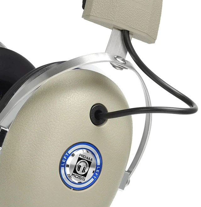 Alt view image 2 of 5 - Pro4AA Retro Style Over-Ear Studio Headphones, Rhythm Beige, Wired Studio Quality, Full-Size, 6.3mm Plug