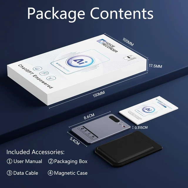 Alt view image 7 of 7 - AI Voice Recorder 64GB, Pocket AI Recorder with Transcribe & Summarize, AI Noise Cancellation, APP Control, 35 Hours Recording, Supports 152 Languages for Meetings, Calls, Lectures, Interviews(Grey)