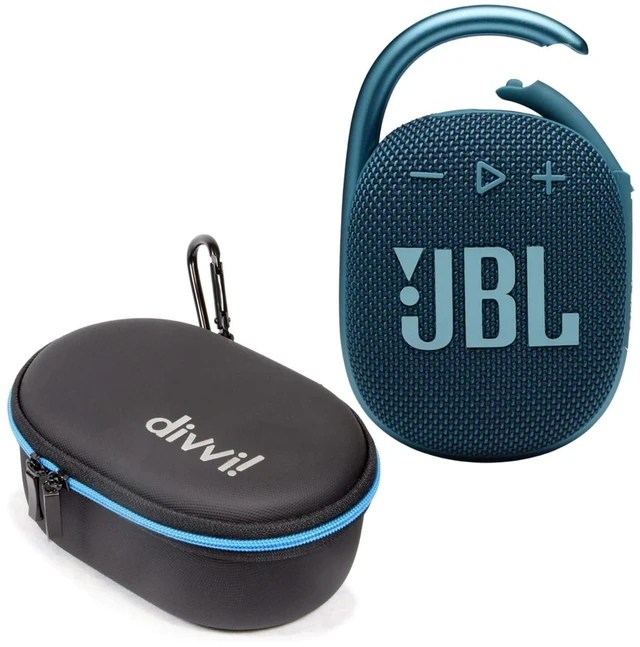 Main image of Clip 4 Portable Bluetooth Speaker (Blue) + Bundle with divvi! Protective Hardshell Case (Black)