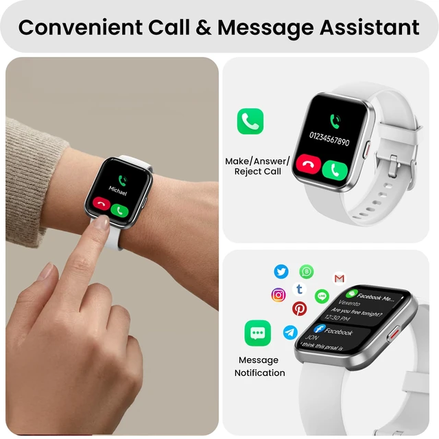 Alt view image 2 of 7 - Womens Smart Watch for Android/ iPhone, Fitness Tracker Watch for Men Women Make/Answer Call, Heart Rate/Sleep/Stress Monitor, Alexa/AI Voice, 1.85 HD 120+ Sports Activities Track Fitness Watch