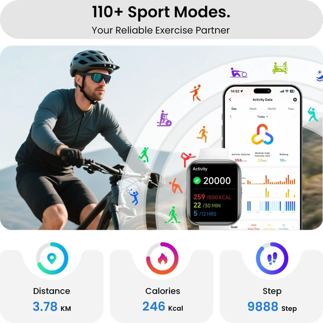 Alt view image 5 of 7 - Womens Smart Watch for Android/ iPhone, Fitness Tracker Watch for Men Women Make/Answer Call, Heart Rate/Sleep/Stress Monitor, Alexa/AI Voice, 1.85 HD 120+ Sports Activities Track Fitness Watch