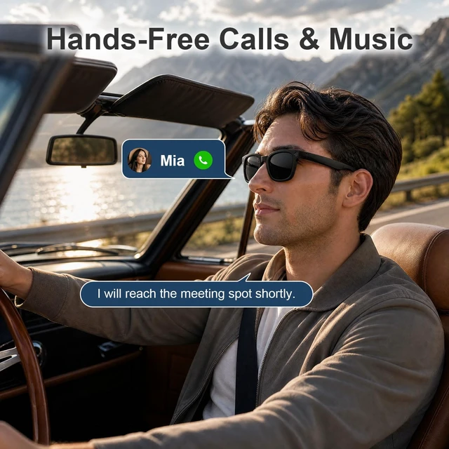 Alt view image 4 of 7 - AI Smart Glasses with Camera, 8MP HD Capture 1080P EIS Video & ChatGPT AI Sunglasses, Hands-Free Video & Photo, 165-Language Real-Time Translate, Dual Open-Ear Speakers, for Travel/Work/Daily