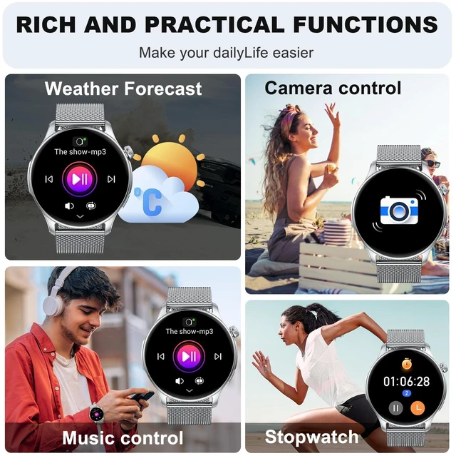 Alt view image 5 of 7 - Smart Watch for Men Women Fitness: Waterproof Make Answer Call Digital Mens Watches Step Tracker Running Smartwatch Android Phone Heart Rate SpO2 Sleep Monitor