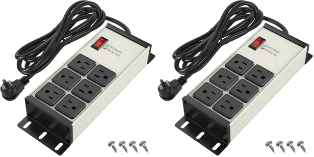 Main image of Heavy Duty Surge Protector Power Strip Gray, 6 Outlets, 6FT (Pack of 2)