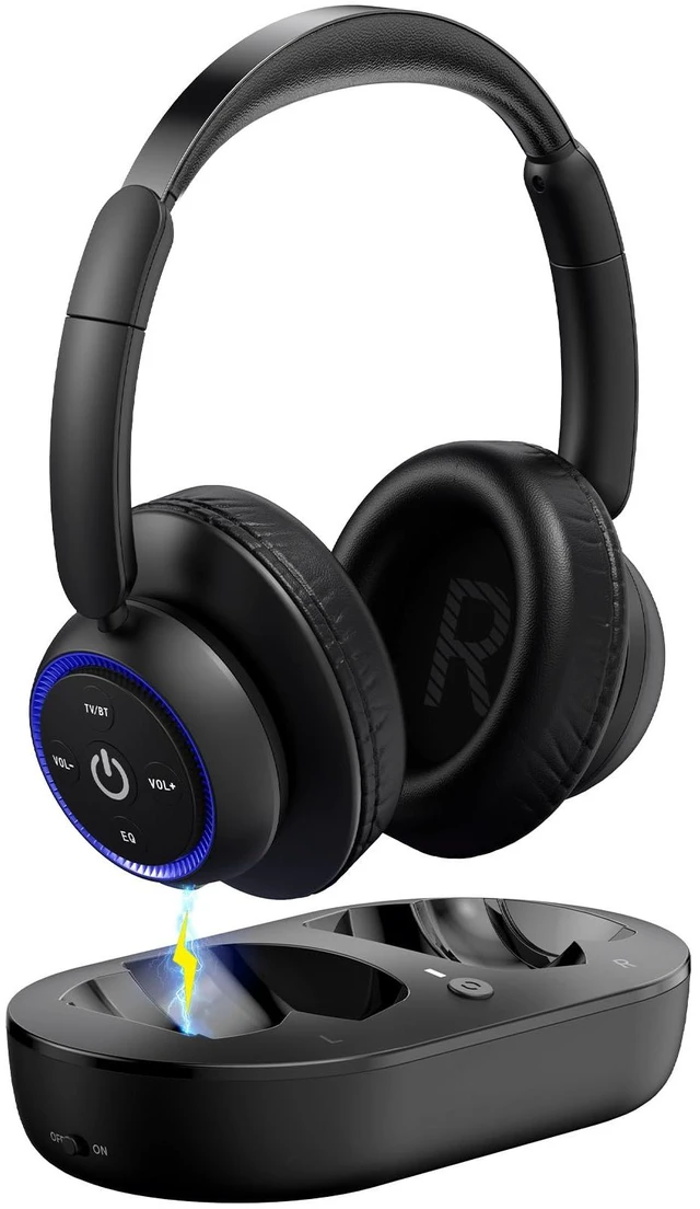 Main image of Wireless Headphones for TV Watching, TV Headphones Wireless for Seniors with Transmitter Charging Base, Support Optical,AUX,RCA and USB, High Volume No Audio Delay, Plug and Play, BKBU