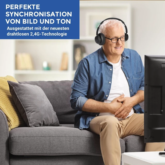 Alt view image 2 of 7 - Wireless Headphones for TV Watching, TV Headphones Wireless for Seniors with Transmitter Charging Base, Support Optical,AUX,RCA and USB, High Volume No Audio Delay, Plug and Play, BKBU