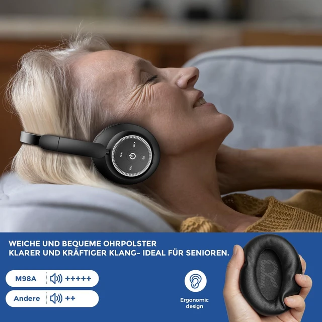 Alt view image 4 of 7 - Wireless Headphones for TV Watching, TV Headphones Wireless for Seniors with Transmitter Charging Base, Support Optical,AUX,RCA and USB, High Volume No Audio Delay, Plug and Play, BKBU