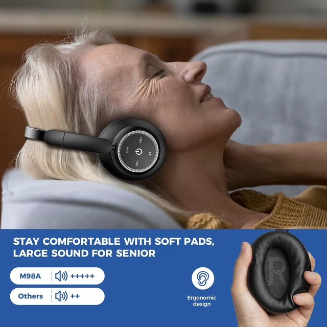 Alt view image 4 of 7 - Wireless TV Headphones, 2.4GHz Low Delay with Transmitter,BKGD wireless TV headphones with low audio delay,transmitter charging base,independent volume control,with Optical,AUX,RCA and USB