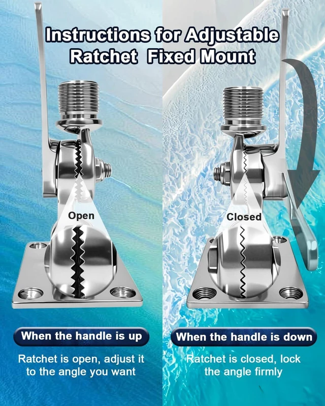 Alt view image 6 of 7 - Starlink Mini Adjustable Fixed Mount, Marine-Grade 316 Stainless Steel Ratchet Base, Heavy-Duty Antenna Mount with Pipe Adapter, Dual Swivel Ideal for Boats, Yachts, Sailboats & RVs