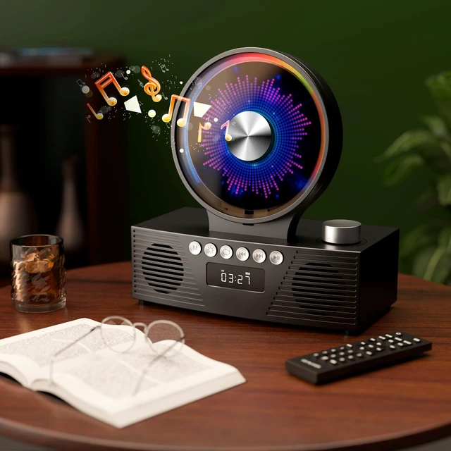 Alt view image 2 of 7 - Portable CD Player with Bluetooth, Rechargeable & Hi-Fi Speakers Bluetooth TX & RX, 4000mAh rechargeable battery, retro kpop CD player, Hi-Fi stereo, sleep timer, USB/TF/AUX, 5 CD formats