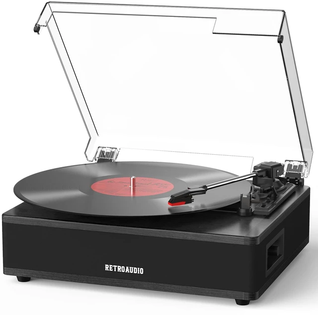 Main image of Vinyl Record Player with Built-in Speakers 3-Speed Support 33 1/3, 45, 78RPM Vintage Record Player Bluetooth Input Support RCA Output, Black