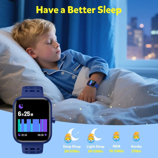 Alt view image 4 of 7 - Smart Watch for Kids, Without/with APP Mode, 1.83" Touchscreen Fitness Tracker Watch, Heart Rate/Sleep Monitor, IP68 Waterproof Pedometer, Puzzle Games for Girls Boys Teens 5-16, 81 Sport Mode