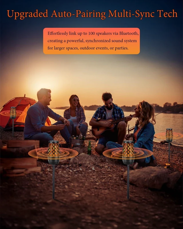 Alt view image 4 of 7 - Upgraded Outdoor Bluetooth Speakers, 10 Watt Bluetooth 5.3 Speaker Auto-Pairing Multi-Sync up to 100 Speakers, IPX6 Waterproof Outdoor Speaker for Patio Porch Garden, Gift for Men (2Pack)