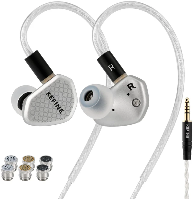 Main image of Klean SV Hi-Fi in Ear Monitor, Wired Gaming Earbuds, 10mm DLC Diaphragm Dynamic Driver, Wired Earphones, Interchangeable Tuning Nozzles, HiFi IEM for Audiophile, Musician&Gaming(Silver, 4.4mm)