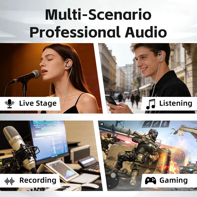 Alt view image 7 of 7 - Klean SV Hi-Fi in Ear Monitor, Wired Gaming Earbuds, 10mm DLC Diaphragm Dynamic Driver, Wired Earphones, Interchangeable Tuning Nozzles, HiFi IEM for Audiophile, Musician&Gaming(Silver, 4.4mm)