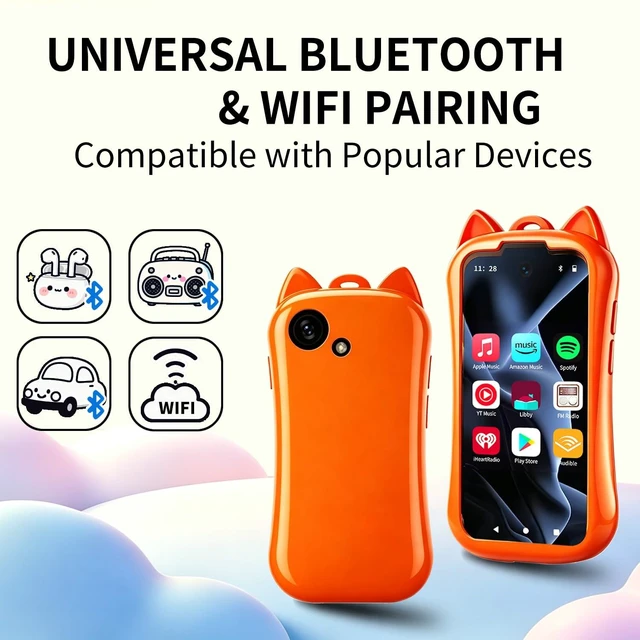 Alt view image 4 of 7 - Kids MP3 Player with Spotify and Parental Controls, MP3 Player for Kids with Bluetooth and WiFi, Mini Android Music Player with Audible & Audiobooks, MP4 Player for Children -Orange