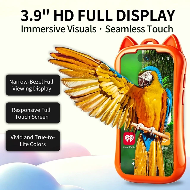 Alt view image 7 of 7 - Kids MP3 Player with Spotify and Parental Controls, MP3 Player for Kids with Bluetooth and WiFi, Mini Android Music Player with Audible & Audiobooks, MP4 Player for Children -Orange