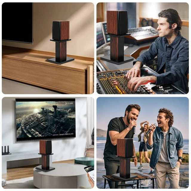 Alt view image 7 of 7 - Pair-12 Inch (30CM)-Wood Speaker Stands, 110lbs Weight Capacity for Home-Cinema HiFi Desktop and Satellite Speakers Monitor Stands, Enhanced Audio Listening Experience for Home Theaters