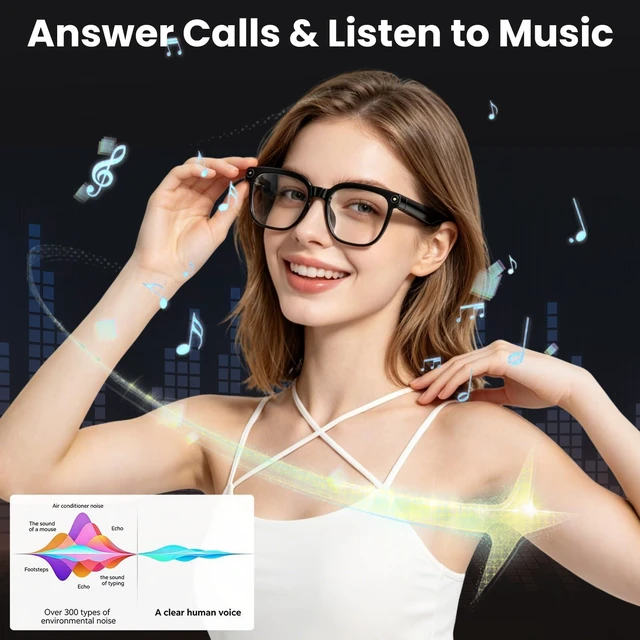 Alt view image 7 of 7 - Smart Glasses with Camera, 8MP HD Photo and Video Recording,AI Glasses with Real-Time Translation/Object Recognition/AI Voice Q&A/Recording, Calls and Music