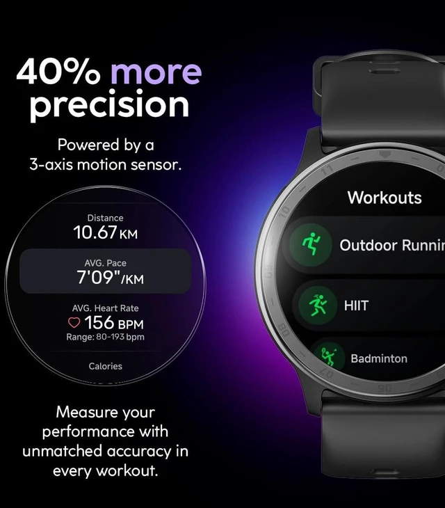 Alt view image 6 of 7 - AURA 2 Smartwatch, 1.43 AMOLED, Phone-Connected GPS, VITA AI Assistant, AI Coach, Readiness & Sleep Scores, 100+ Sports Modes, 3ATM Water Resistant, Up to 8-Day Battery