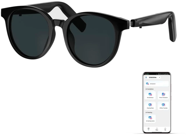 Main image of AI Smart Glasses for Men and Women, Low Bridge Fit, 74-Language Real-Time Translator Powered by ChatGPT - Bluetooth 5.4 with 11H Playtime, Polarized Sunglasses for Travel, Driving, Daily Use