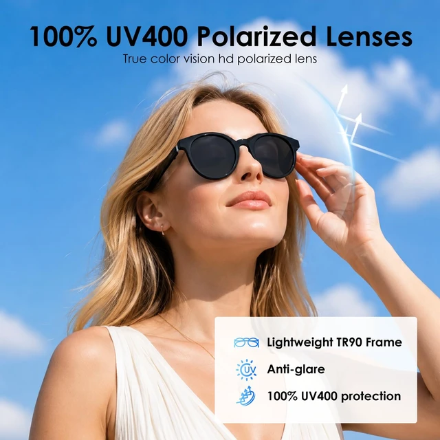 Alt view image 4 of 5 - AI Smart Glasses for Men and Women, Low Bridge Fit, 74-Language Real-Time Translator Powered by ChatGPT - Bluetooth 5.4 with 11H Playtime, Polarized Sunglasses for Travel, Driving, Daily Use
