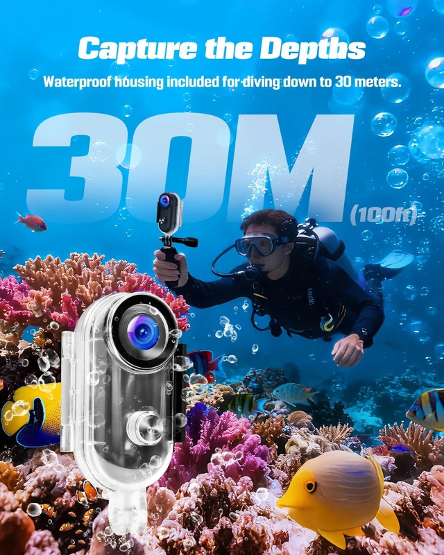 Alt view image 4 of 7 - Action Camera 4K, Mini Body Camera with Audio and Video Recording 64GB Card Wi-Fi Magnetic Hands-Free with Waterproof Case & Rotatable Clip for Vlogging Traveling Outdoors