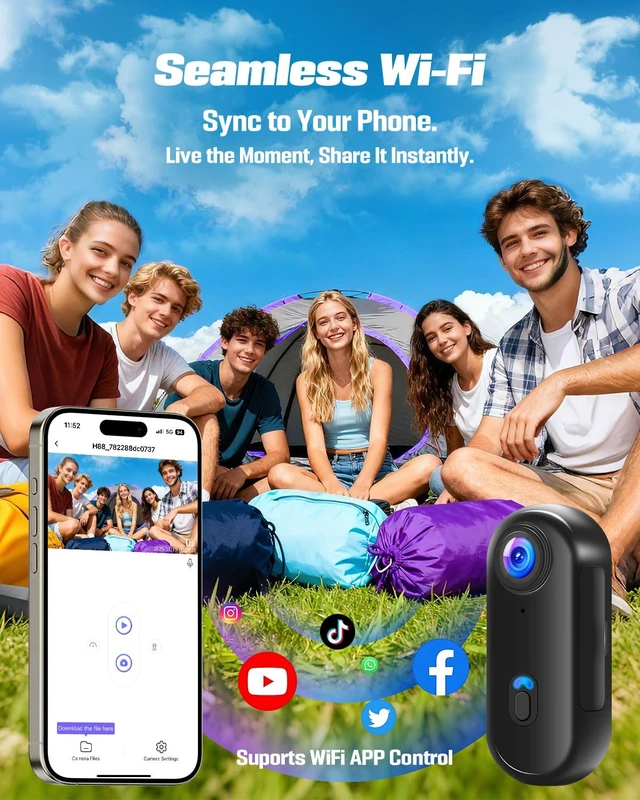Alt view image 5 of 7 - Action Camera 4K, Mini Body Camera with Audio and Video Recording 64GB Card Wi-Fi Magnetic Hands-Free with Waterproof Case & Rotatable Clip for Vlogging Traveling Outdoors