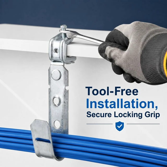 Alt view image 6 of 6 - 50 Pack Cable Support J Hook with Beam Clamp, 3/4 Inch Heavy Duty Metal Wire Cable Support J Hook Hangers for Wire Management
