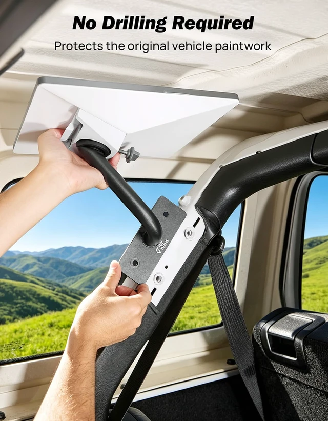 Alt view image 2 of 6 - Mount for Starlink Mini Compatible Only with 20182026 Wrangler 4-Door (JLU) Models (Only for Hard Top) Black (Patent Pending)