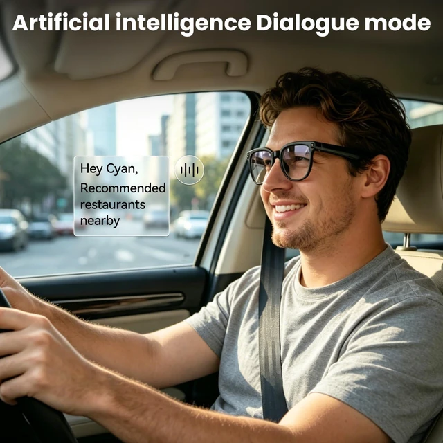 Alt view image 6 of 7 - Smart Glasses with Camera, 8MP HD Photo and Video Recording,AI Glasses with Real-Time Translation/Object Recognition/AI Voice Q&A/Recording, Calls and Music