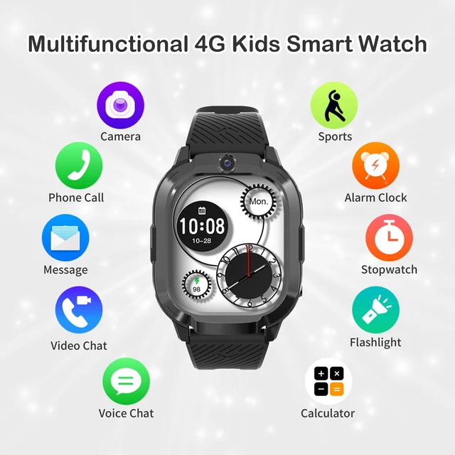 Alt view image 2 of 7 - 4G Kids Smart Watch with GPS Tracker & Phone Call for Age 5-12,Tracking Smartwatch with SOS Calling, School Mode, Parental Controls, Video Call Voice Chat Camera Alarm Clock Flashlight Birthday Gifts