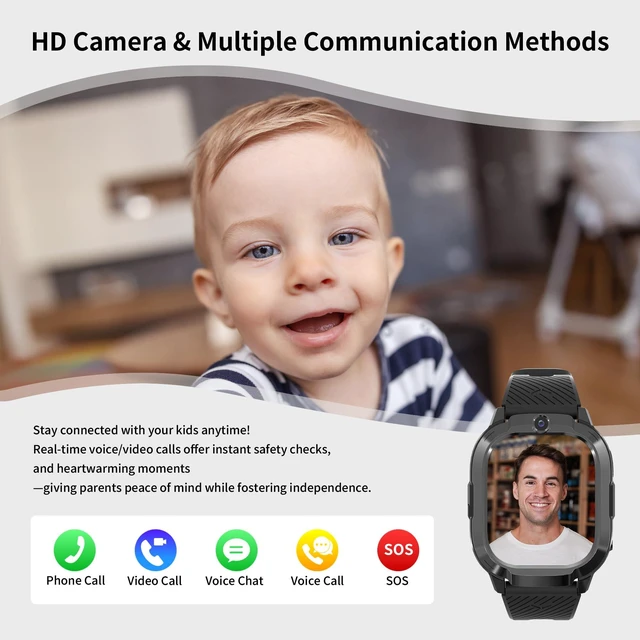 Alt view image 3 of 7 - 4G Kids Smart Watch with GPS Tracker & Phone Call for Age 5-12,Tracking Smartwatch with SOS Calling, School Mode, Parental Controls, Video Call Voice Chat Camera Alarm Clock Flashlight Birthday Gifts