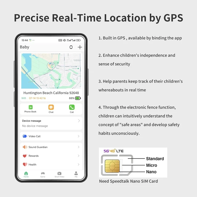 Alt view image 4 of 7 - 4G Kids Smart Watch with GPS Tracker & Phone Call for Age 5-12,Tracking Smartwatch with SOS Calling, School Mode, Parental Controls, Video Call Voice Chat Camera Alarm Clock Flashlight Birthday Gifts