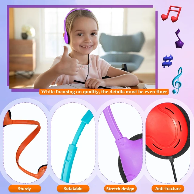 Alt view image 4 of 7 - USB C Headphones Bulk for Classroom School Kids 30 Pack USB Type C Headphones Wired for School Boys Girls Students Tablet Travel Computer Smartphones Mixed Colors