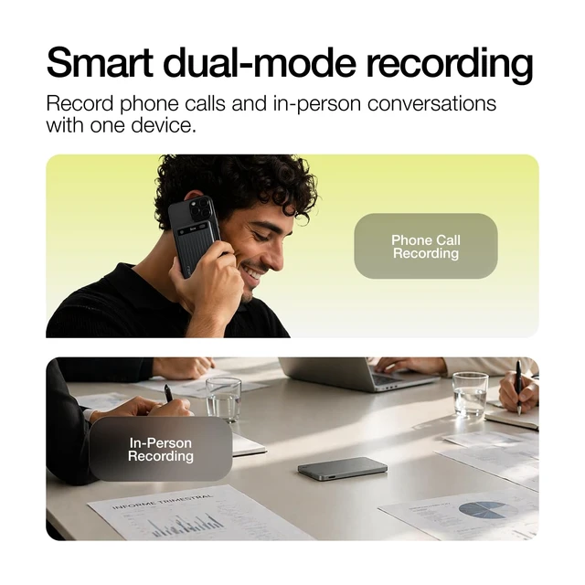 Alt view image 4 of 7 - AI Voice Recorder 64GB, Pocket Note Taking Device, Transcribes, 13h Battery GPT-5 transcription for meetings, lectures & calls, mind maps, summaries, translates 125 languages, app-controlled