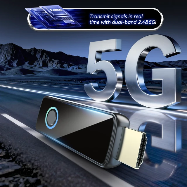 Alt view image 6 of 6 - 2026 Upgraded Wireless HDMI Transmitter and Receiver,164FT/50M, LED Display, 4K Decode 1080P@60Hz Ultra HD Video Output, Plug&Play 5G+2.4G for Video and Audio to Monitor from PC/Projector/TV Box