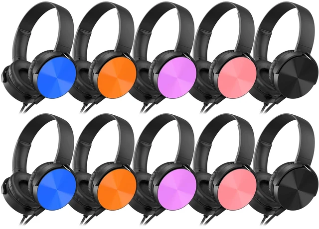 Main image of 10 Pack Kids Headphones, Wired Classroom Headphones for K-12 Schools Durable student headphones with 3.5mm jack, foldable design for school, computer labs, library and online learning