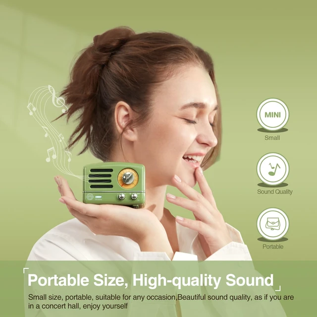 Alt view image 2 of 7 - OTR Metal Retro Bluetooth Speaker, Small Vintage Radio with FM/AUX High Fidelity Stereo Sound, 10h+ Long Playtime, Portable Wireless Speaker with Suitcase, Ideal for Home Office Decor & Gifts
