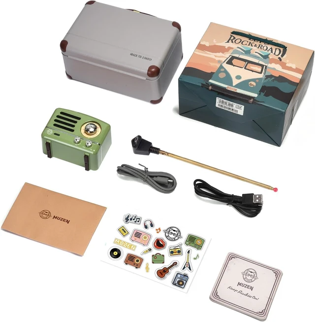 Alt view image 7 of 7 - OTR Metal Retro Bluetooth Speaker, Small Vintage Radio with FM/AUX High Fidelity Stereo Sound, 10h+ Long Playtime, Portable Wireless Speaker with Suitcase, Ideal for Home Office Decor & Gifts