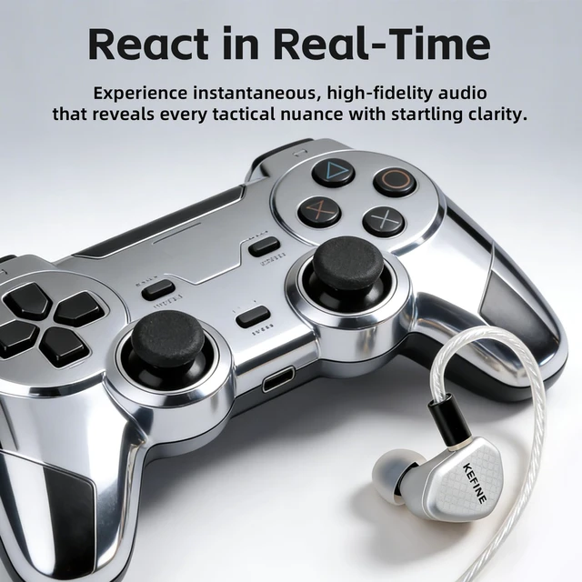 Alt view image 6 of 7 - Klean SV Hi-Fi in Ear Monitor, Wired Gaming Earbuds, 10mm DLC Diaphragm Dynamic Driver, Wired Earphones, Interchangeable Tuning Nozzles, HiFi IEM for Audiophile, Musician&Gaming(Silver, 3.5mm)