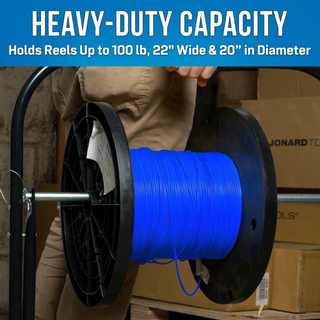 Alt view image 5 of 6 - CC-2726 26" Wide Steel Cable Caddy for Large Wire Reels and Cable Spools 22 x 20, 100 Lb. Capacity