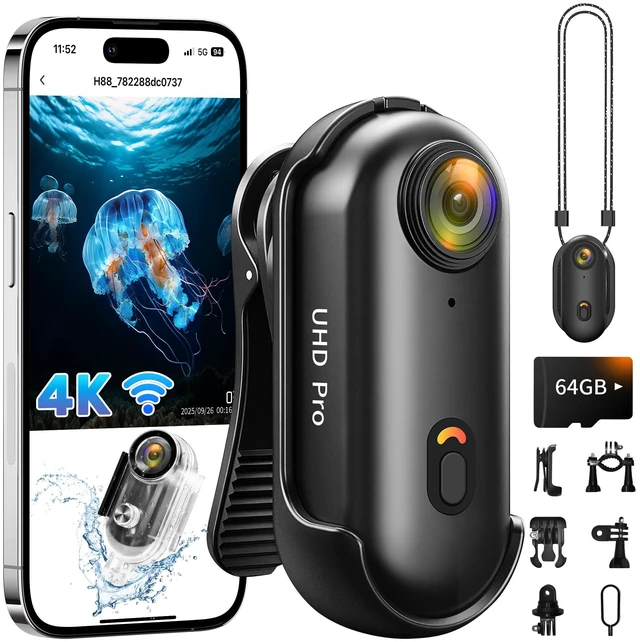 Main image of Body Camera 4K (64GB), 2026 Ready Upgraded Vlogging Action Camera WiFi Mini Body Cam with Waterproof Case, Wearable POV Camera for Horse Riding Motorcycle Skiing Snowboarding Vlogging