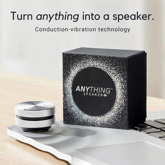 Alt view image 2 of 6 - Portable Mini Bluetooth - Turn Into A Speaker! Wireless Bone Conduction Induction Vibration Humbird + Gift Box - Nano Travel Sized, 360° Sound (Silver)