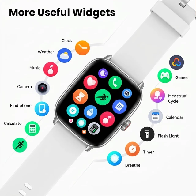 Alt view image 7 of 7 - Smart Watch for WomenWhite 100+ Watch Face