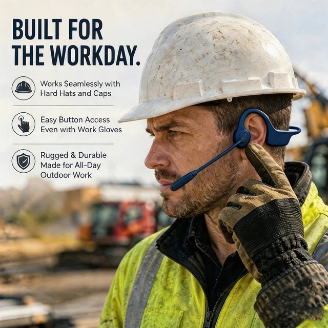 Alt view image 7 of 7 - Open-Ear Headphones with Noise-Canceling Mic, Bone Conduction Headphones AI ENC Noise Cancellation, One-Click Mute, Magnetic Charging, Bluetooth 6.0, Dual Device Connection, for Drivers Learners