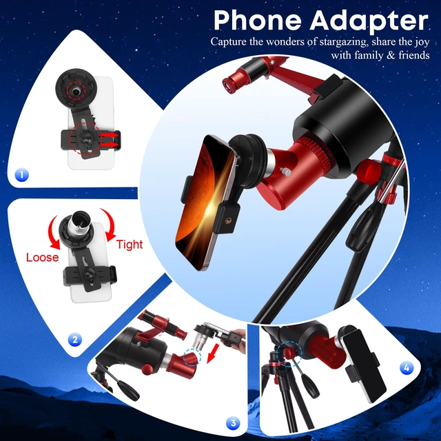 Alt view image 7 of 7 - Telescope for Adults High Powered,90mm Aperture 550mm Refractor Professional Travel Telescope for Beginners Stargazing,with fully multi-coated,Folding Stool&Tripod&Phone Adapter& Bag