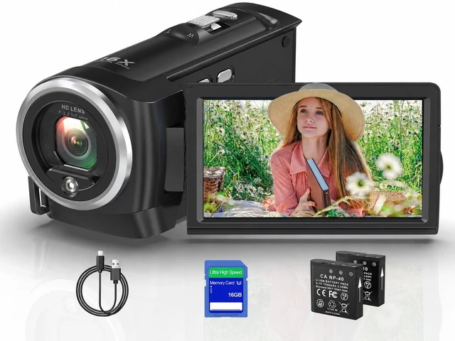Main image of 2.7K Video Camera QHD 56MP Camcorder 16X Digital Zoom Vlogging Cameras for YouTube 270 Degree Rotation Screen Camcorders Webcam with 16G SD Card and 2 Batteries
